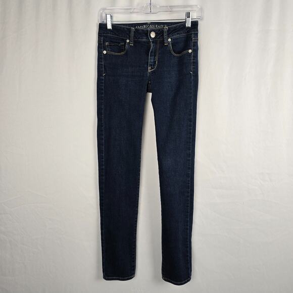 American Eagle Skinny Jeans Women's 0 Super Stretch Blue Dark Wash - Picture 1 of 16